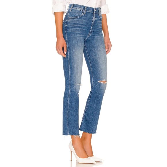 MOTHER Hustler High Rise Ankle Fray Flare Jeans -Cant Stop Staring NWT - Size 32 - Picture 2 of 5